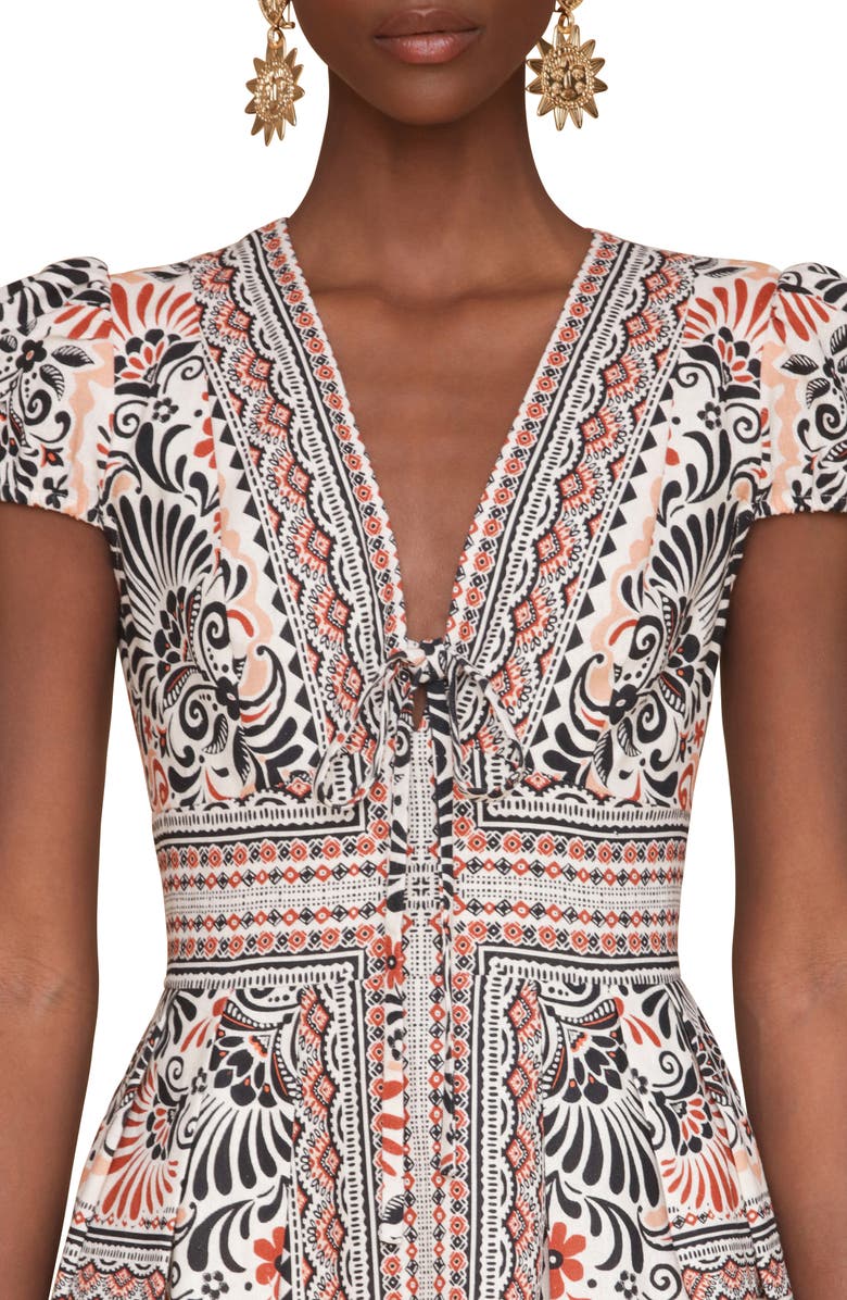 Avec Les Filles Puff Sleeve Tie Neck Dress, Alternate, color,