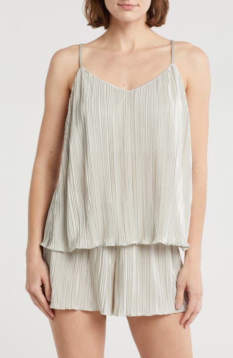 Plissé Satin Camisole & Shorts Pajamas
