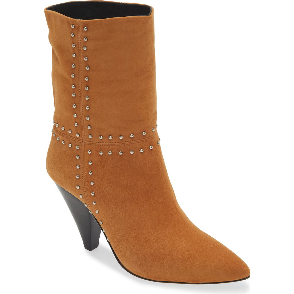 Kaanas Ada Studded Pointed Toe Genuine Suede Bootie In Brown