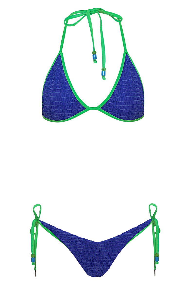Cobalt Blue Celestina Reversible Triangle Bikini Top, Alternate, color, BLUE