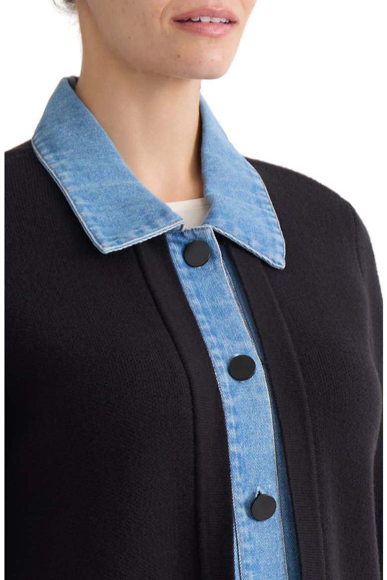 Denim Collar Cardigan, Alternate, color, JONES BLACK