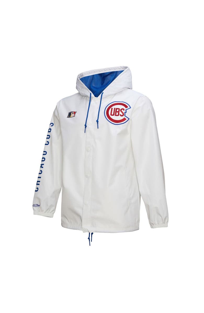Mitchell & Ness Men's Mitchell & Ness White Chicago Cubs Vintage Full-Snap Hooded Coaches Jacket, Alternate, color,