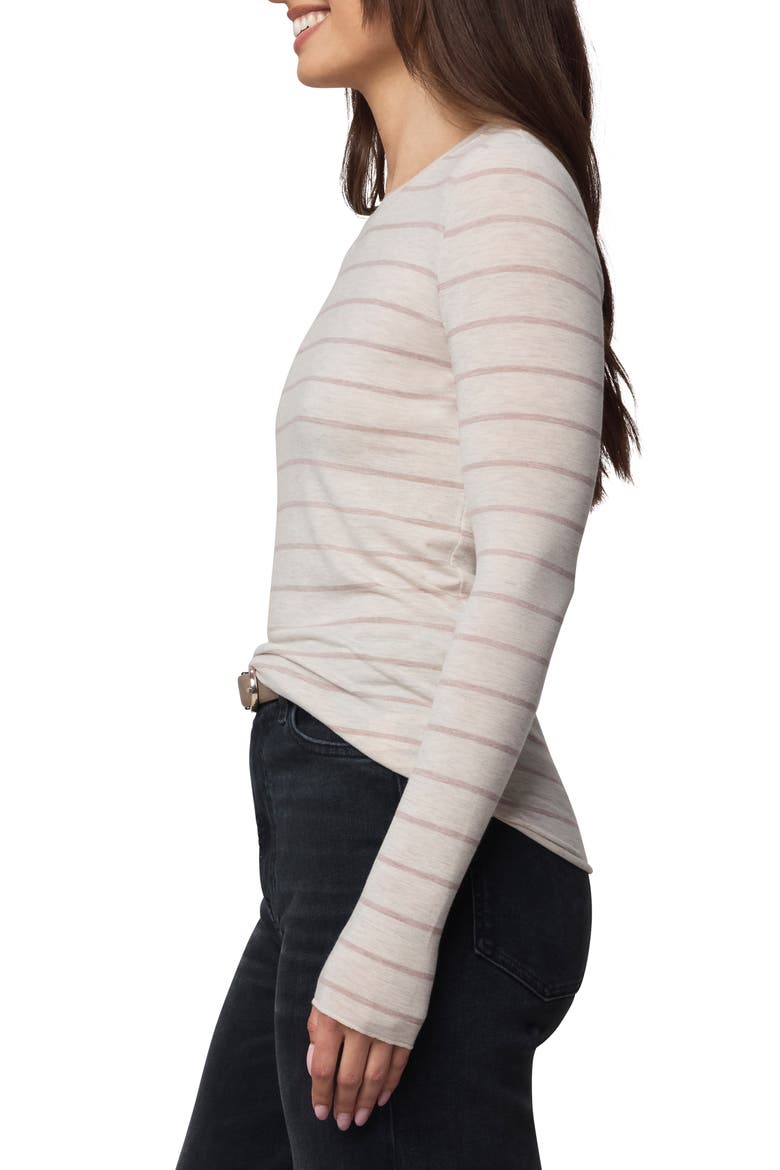 Stripe Long Sleeve Tee, Alternate, color, PALE OAK/ CEDAR BROWN