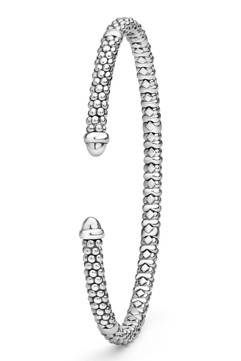 Silver Caviar Beaded Mini Versa Torque Bracelet, Alternate, color, SILVER