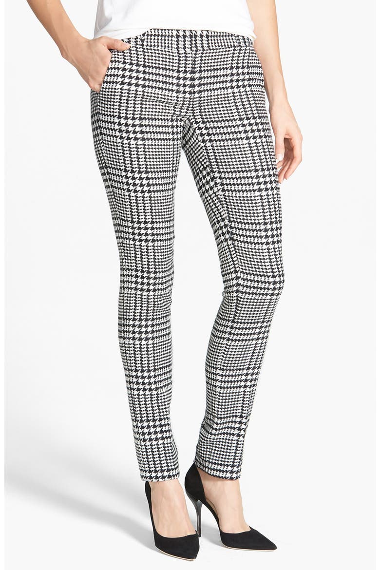 'Verona' Houndstooth Stretch Skinny Pants, Main, color, BLACK