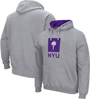 COLOSSEUM Men's Colosseum Heathered Gray NYU Violets Arch & Logo 3.0 Pullover Hoodie