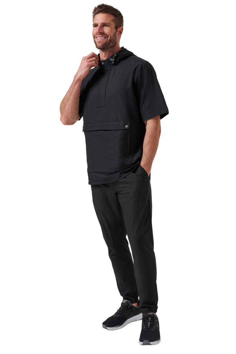Sport Mode Short Sleeve Hoodie, Alternate, color, BLACK
