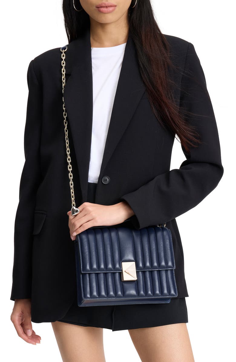 Kate Spade New York deco quilted leather convertible crossbody bag, Alternate, color, Parisian Navy