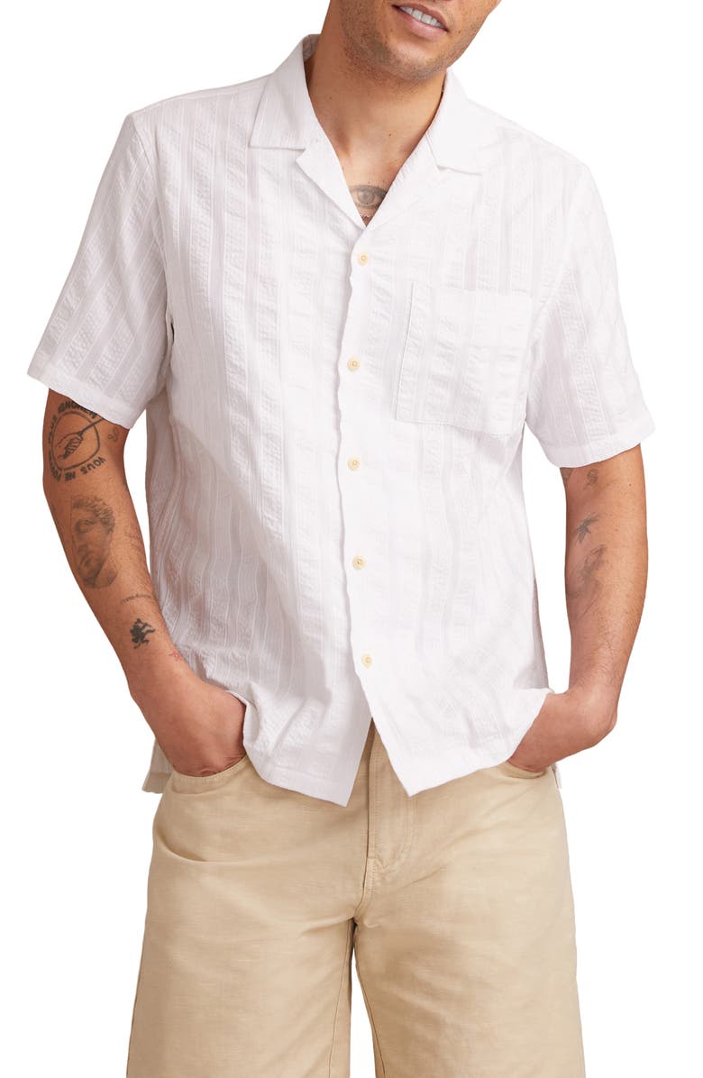 Lucky Brand Textured Stripe Cotton Seersucker Camp Shirt, Main, color,