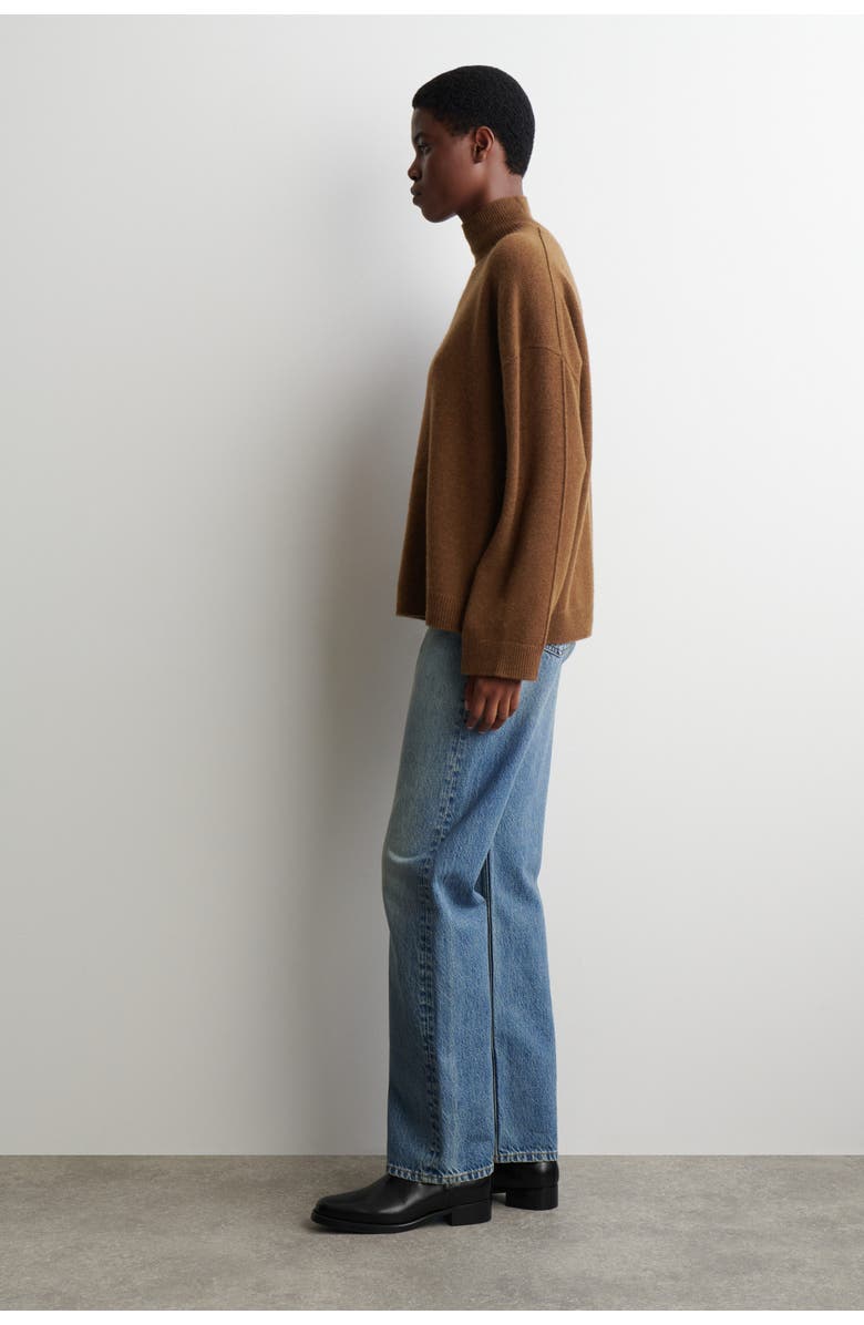 COS Cashmere Mock-Neck Sweater, Alternate, color, Brown Mélange