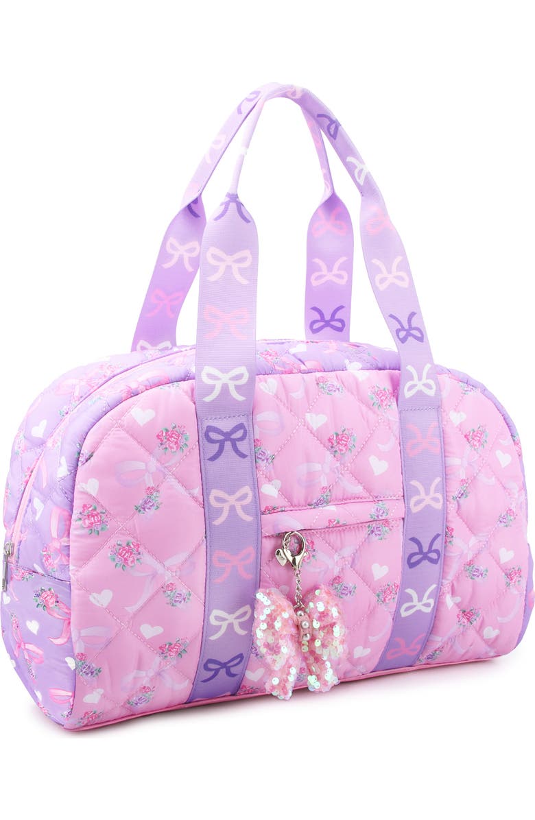 OMG Accessories Kids' Bow Quilt Duffle Bag, Alternate, color, Purple Multi