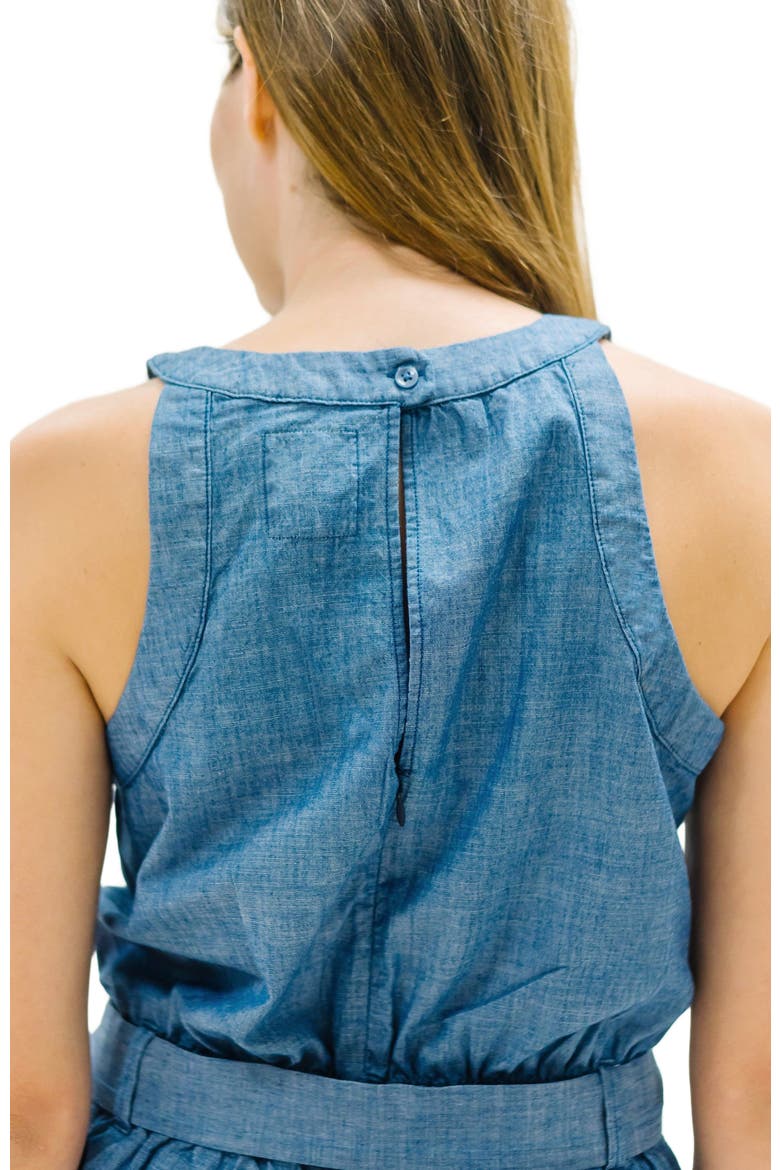 Women's Organic Chambray Halter Romper, Alternate, color, Blue Chambray