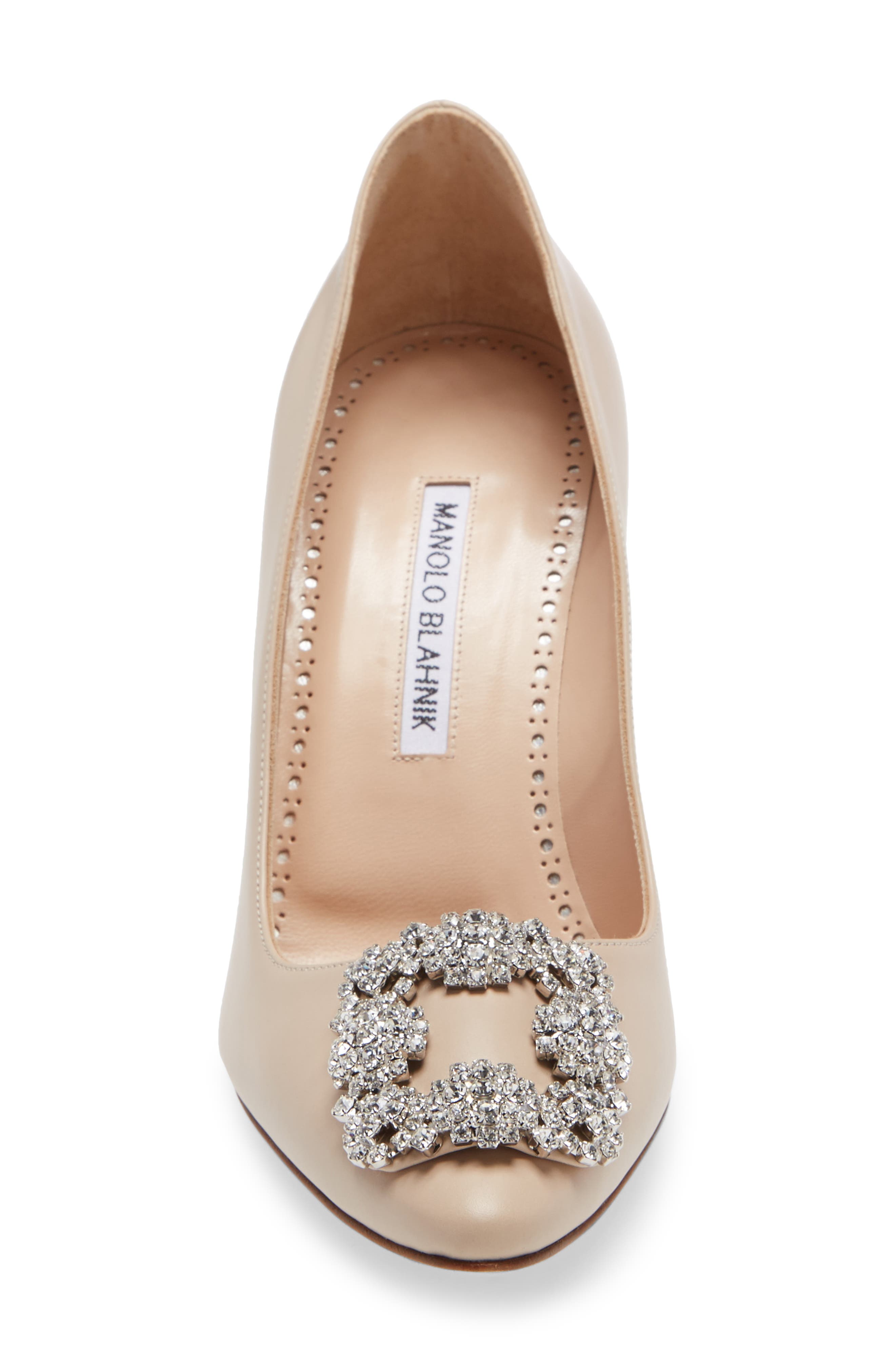 Hangisi Crystal Buckle Pump, Alternate, color, NUDE