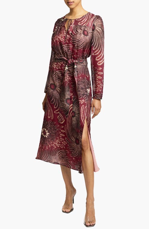 Santorelli Tessa Long Sleeve Midi Fit And Flare Dress In Red