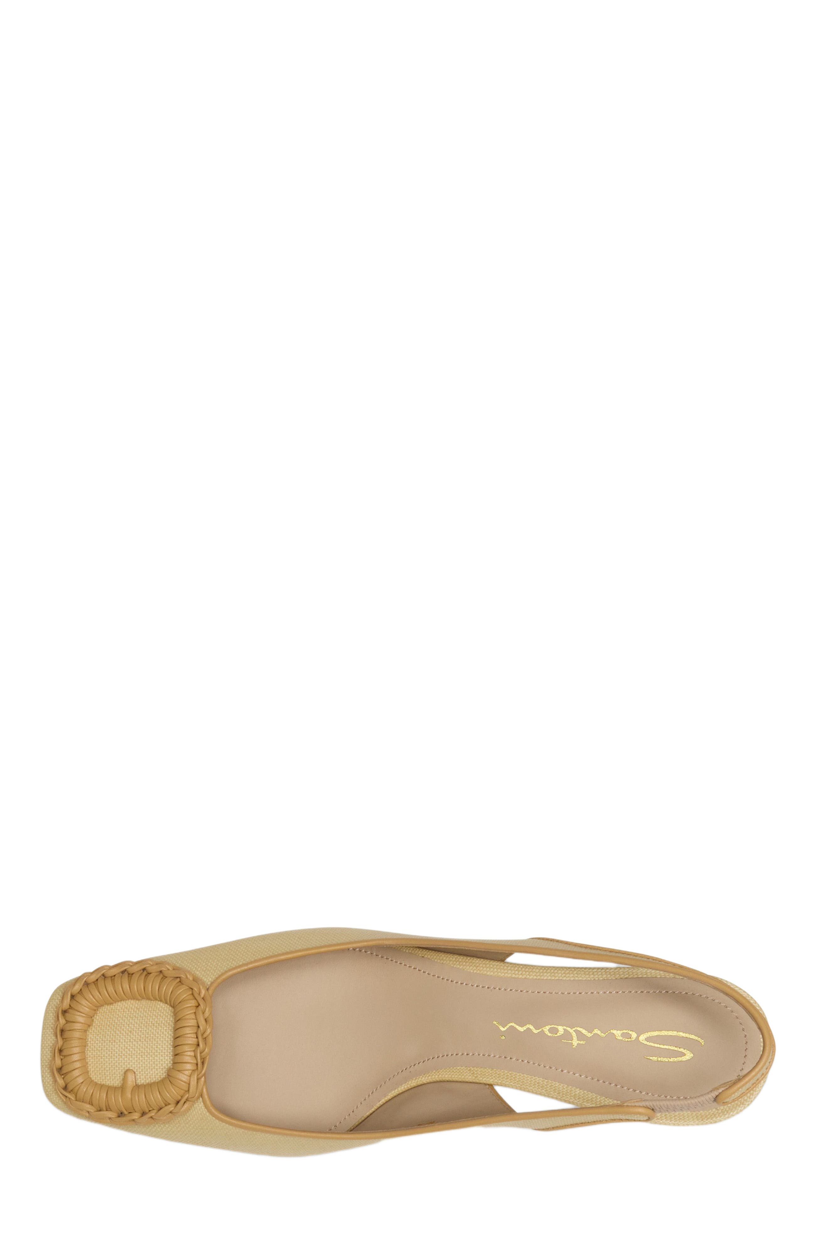 Santoni Women's mid-heel slingback, Alternate, color, Natural