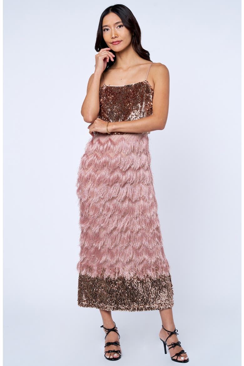 Olivera Fringe & Sequin Dress, Alternate, color, CHAMPAGNE