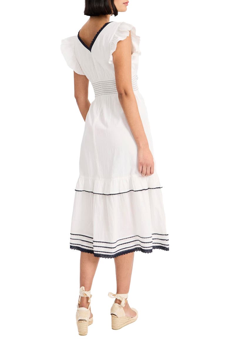 V-Neck Cotton Midi Dress, Alternate, color, IVORY
