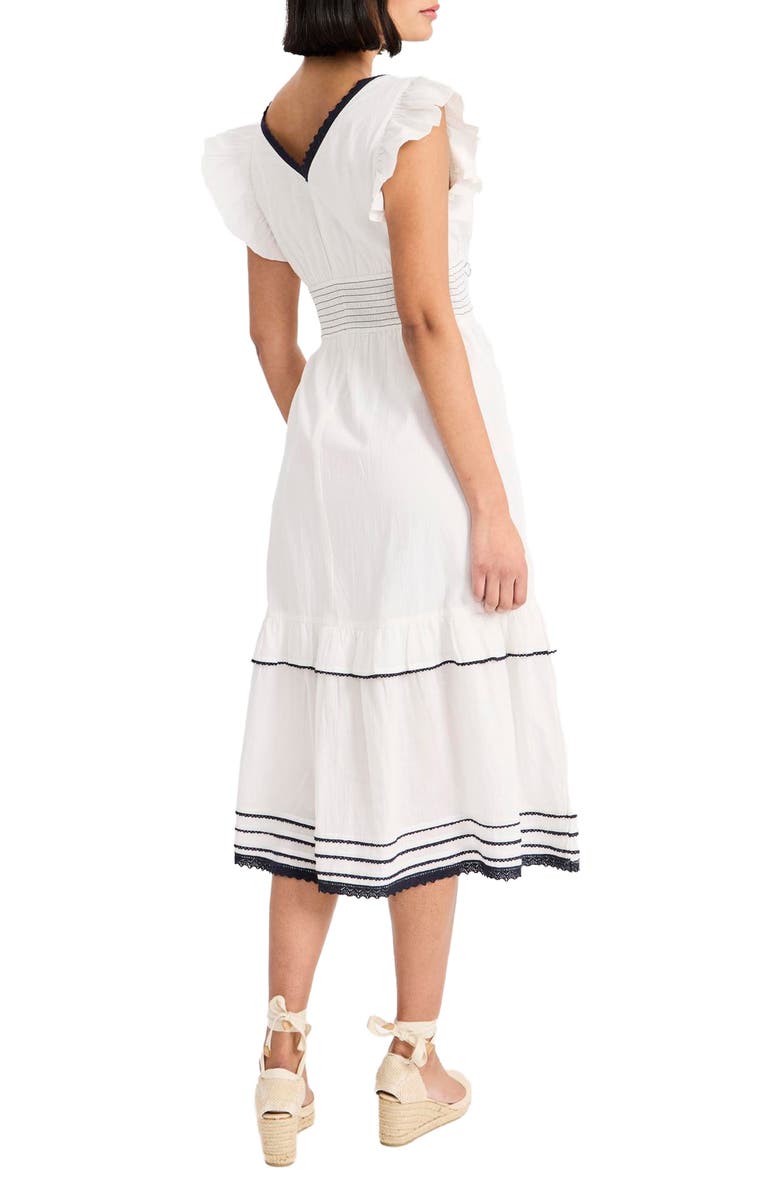 Maggy London V-Neck Cotton Midi Dress, Alternate, color, Ivory