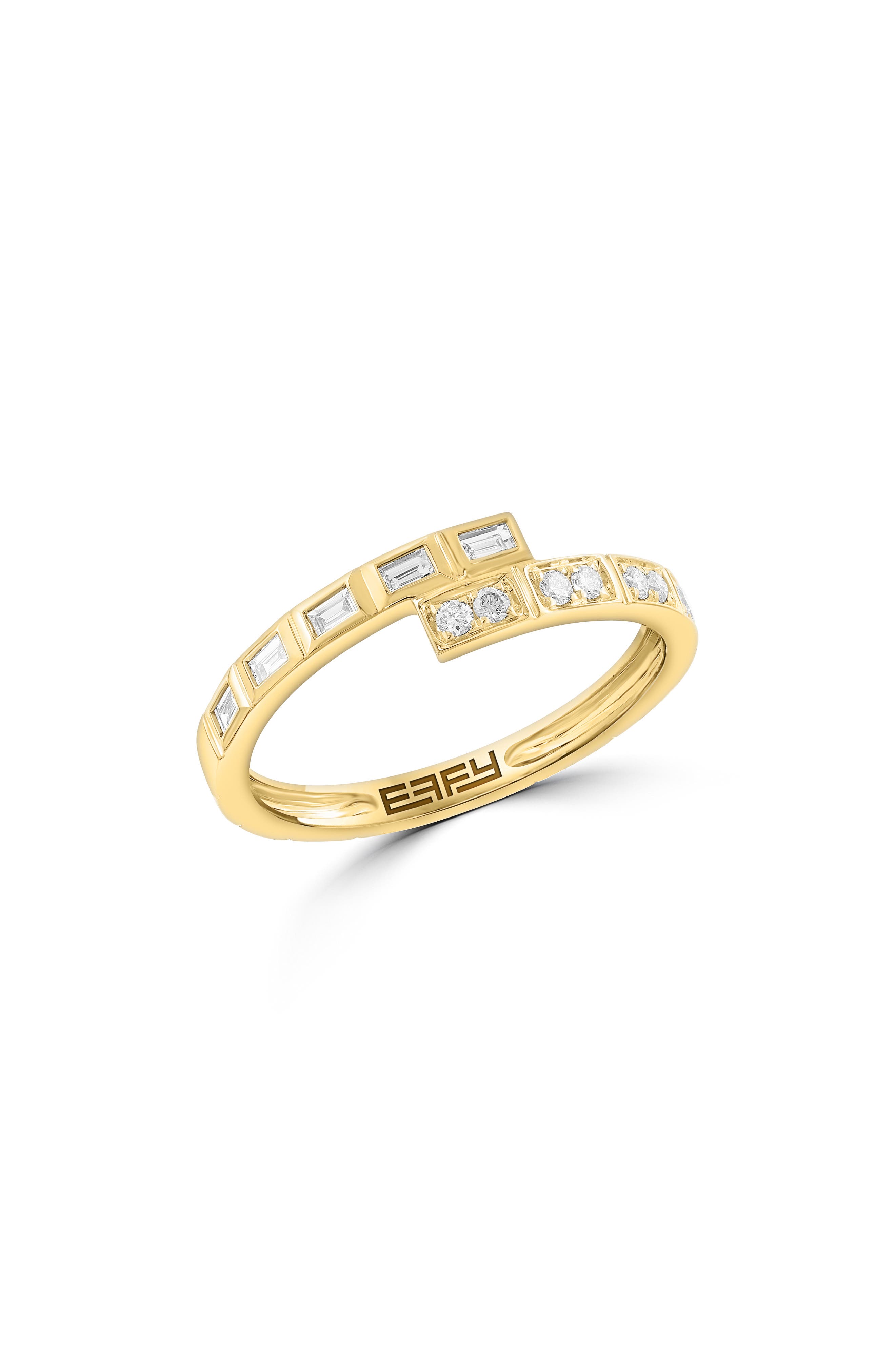 14K Gold Plated Sterling Silver Diamond Band Ring