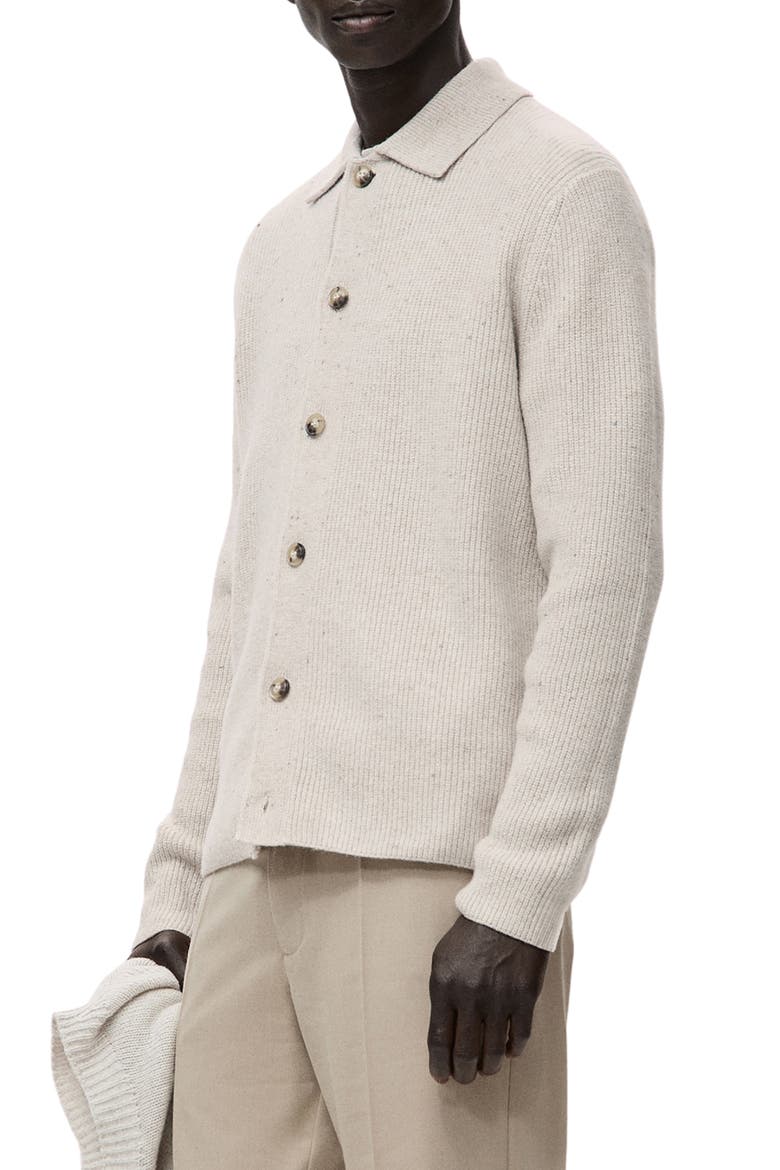 Rib Collar Cardigan, Alternate, color, LIGHT/ PASTEL GREY