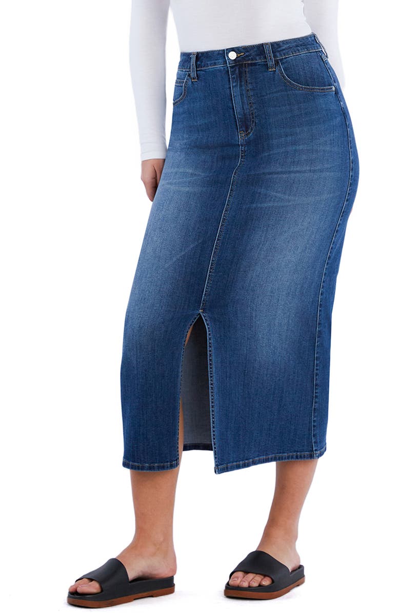 Wash Lab Denim Cottage Denim Skirt, Alternate, color, Super Denim