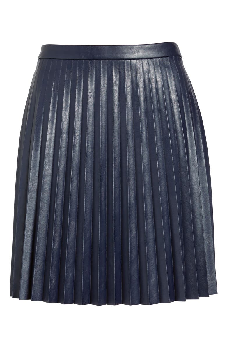 J.Crew Pleat Faux Leather Miniskirt, Alternate, color, 