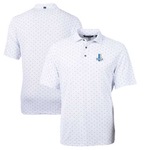 Men's Cutter & Buck White Detroit Lions Throwback Logo Virtue Eco Pique Tile Recycled Polo