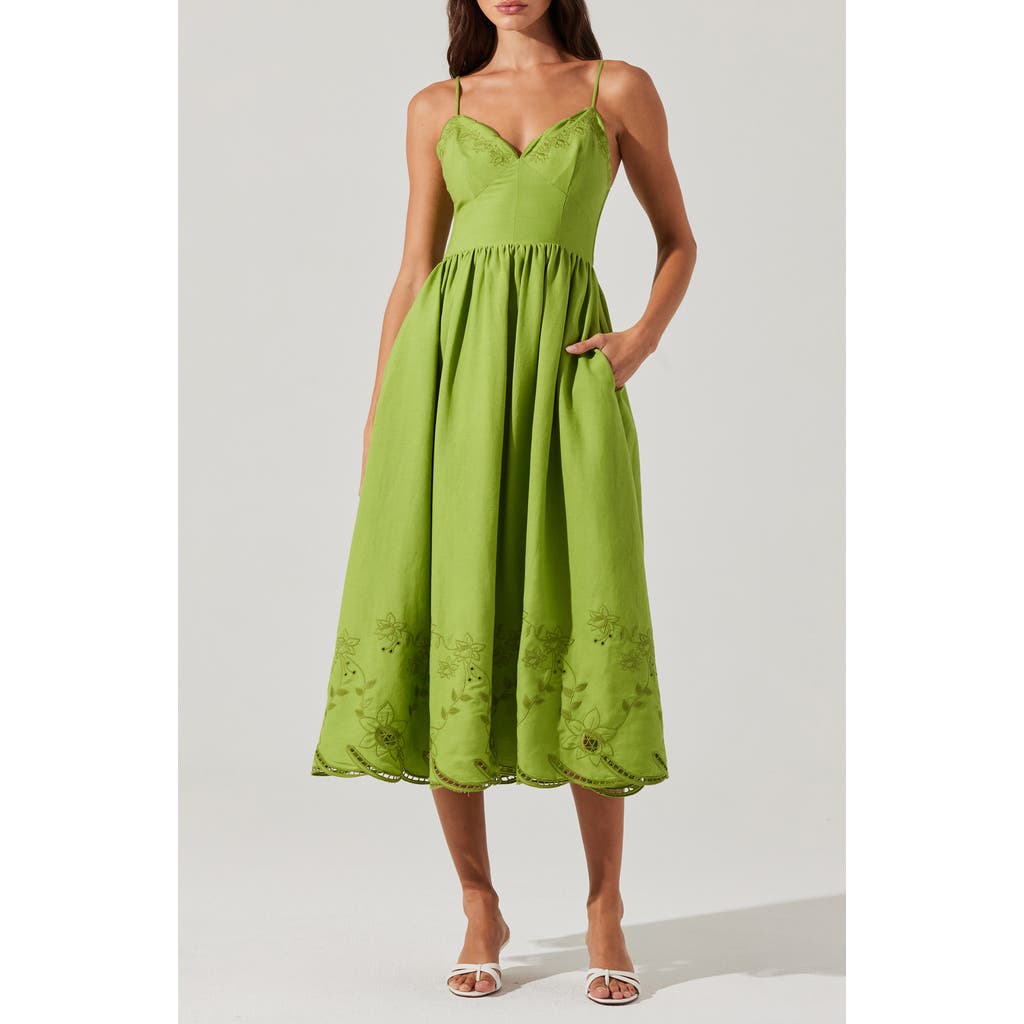 Astr The Label Kaidi Ramie Blend Midi Sundress In Green