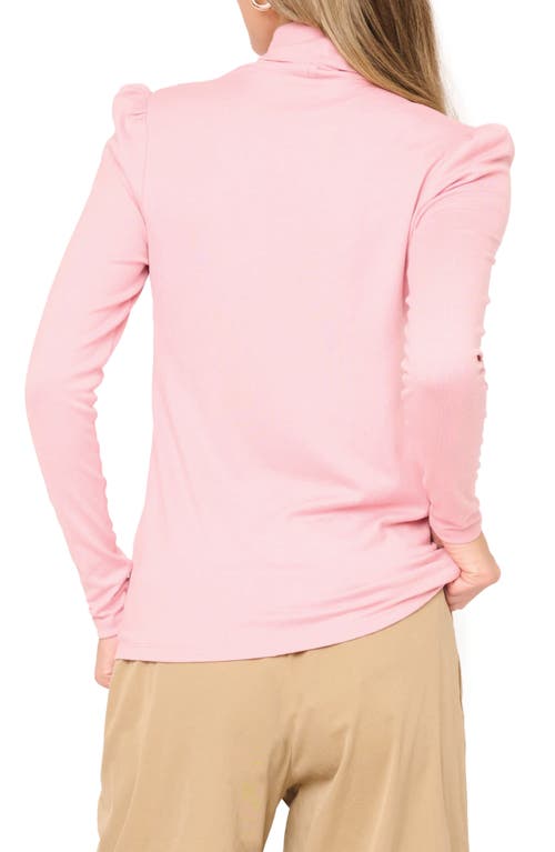 Gibsonlook Puff Sleeve Rib Turtleneck In Pink