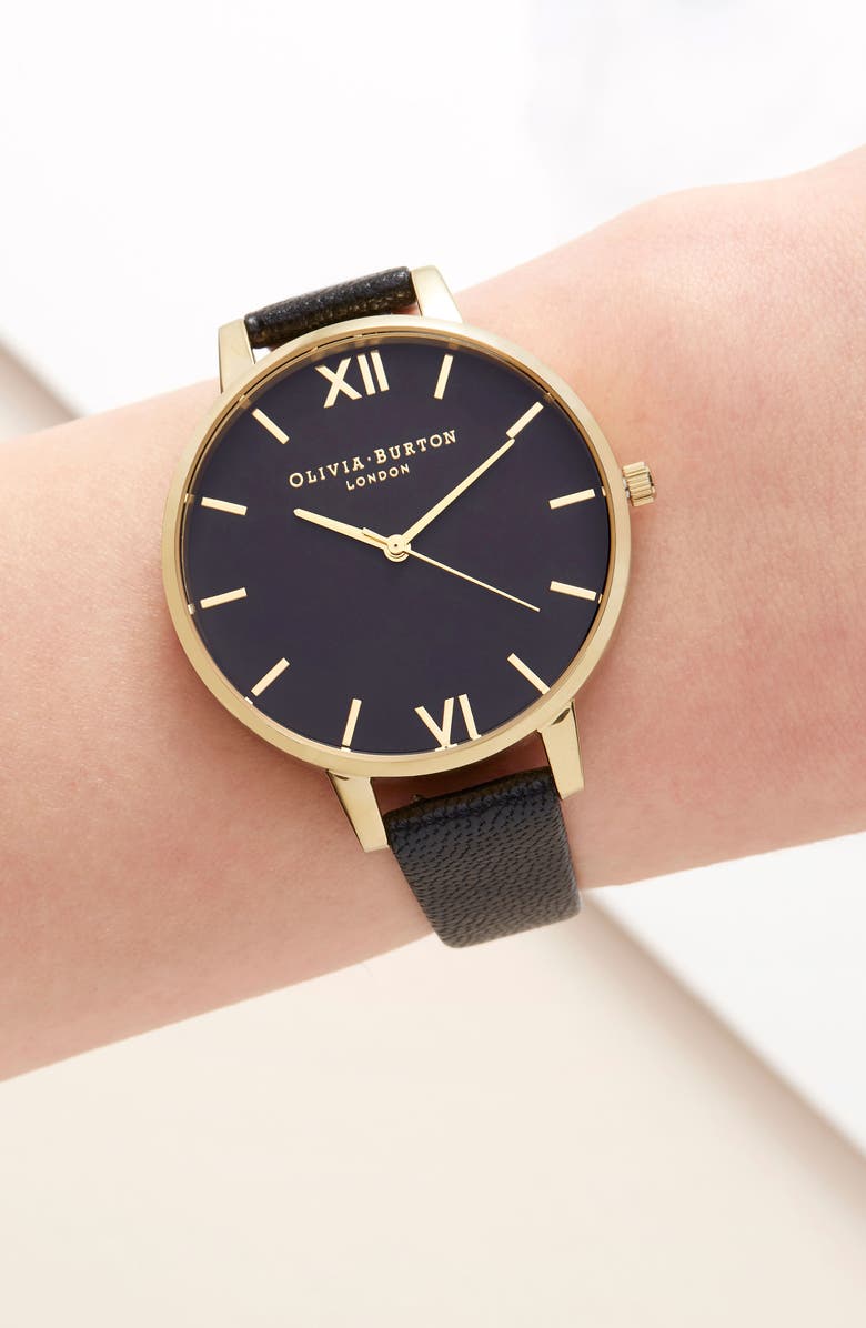 Olivia Burton Case Cuff Leather Strap Watch, 38mm, Alternate, color, 