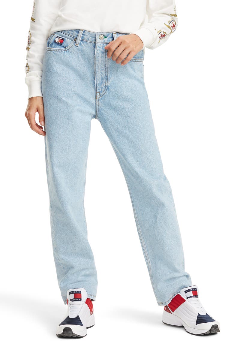 TOMMY JEANS Crest Capsule Mom Jeans, Main, color, 