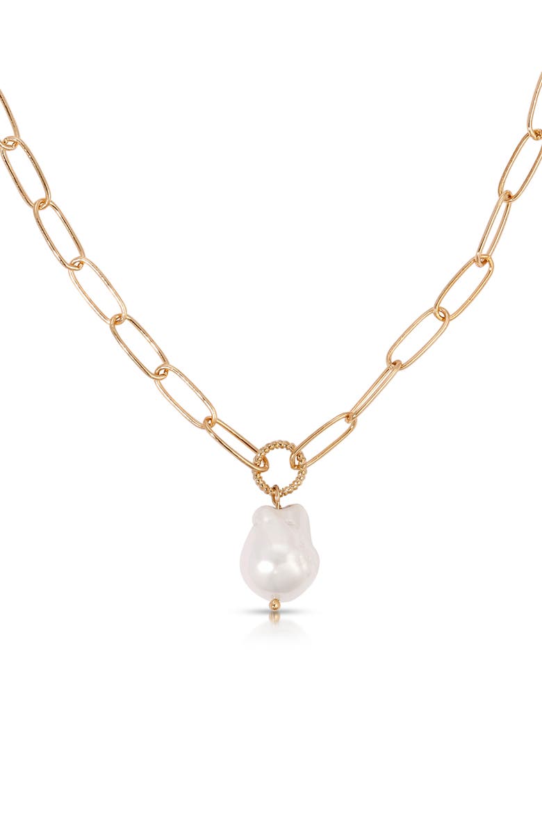 Ettika Freshwater Pearl Pendant Necklace, Main, color, Gold