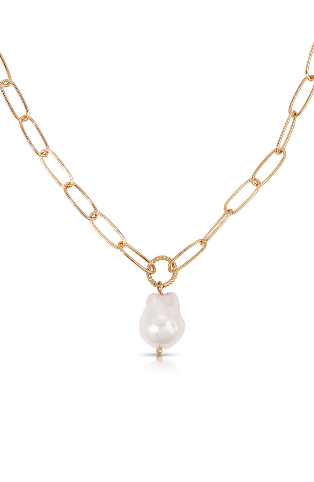 Freshwater Pearl Pendant Necklace, color, GOLD