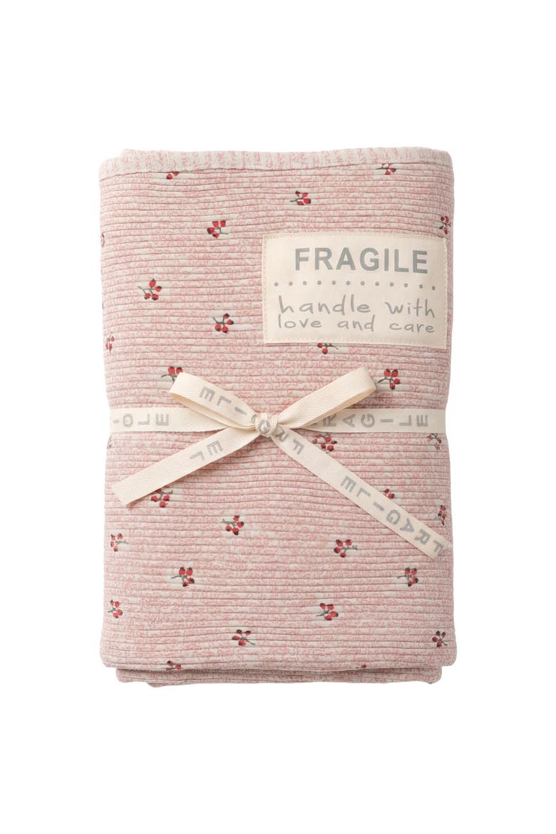 Girl Rib Cherry Print Blanket, Main, color, Pink