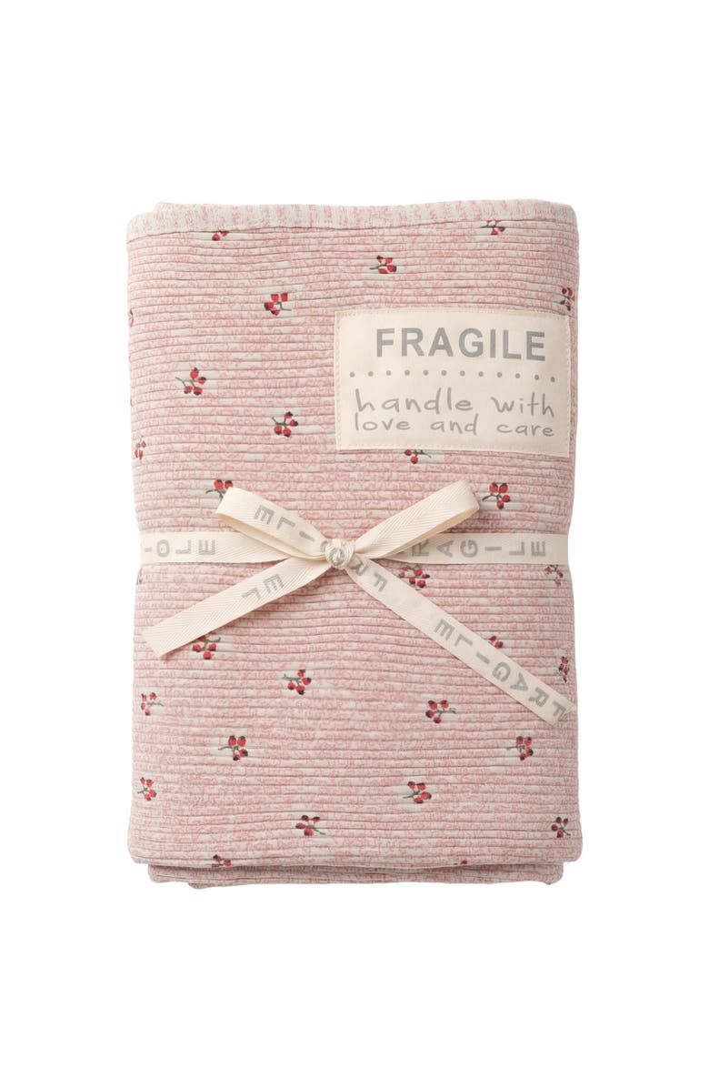 Fragile Girl Rib Cherry Print Blanket, Main, color, Pink