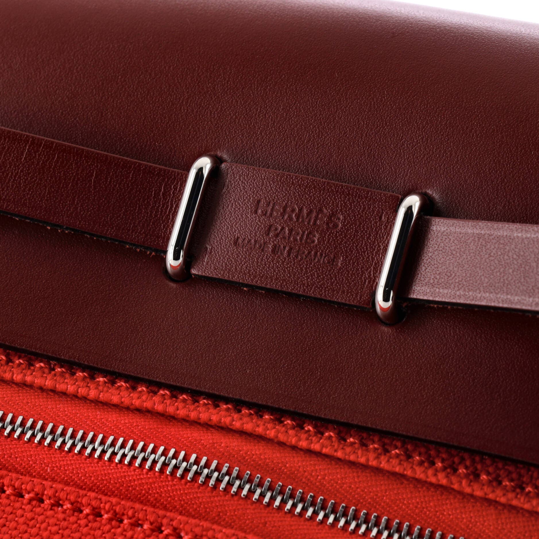 Pre-Owned Hermes Herbag Zip Toile and Leather 20, Alternate, color, Orange Mecano