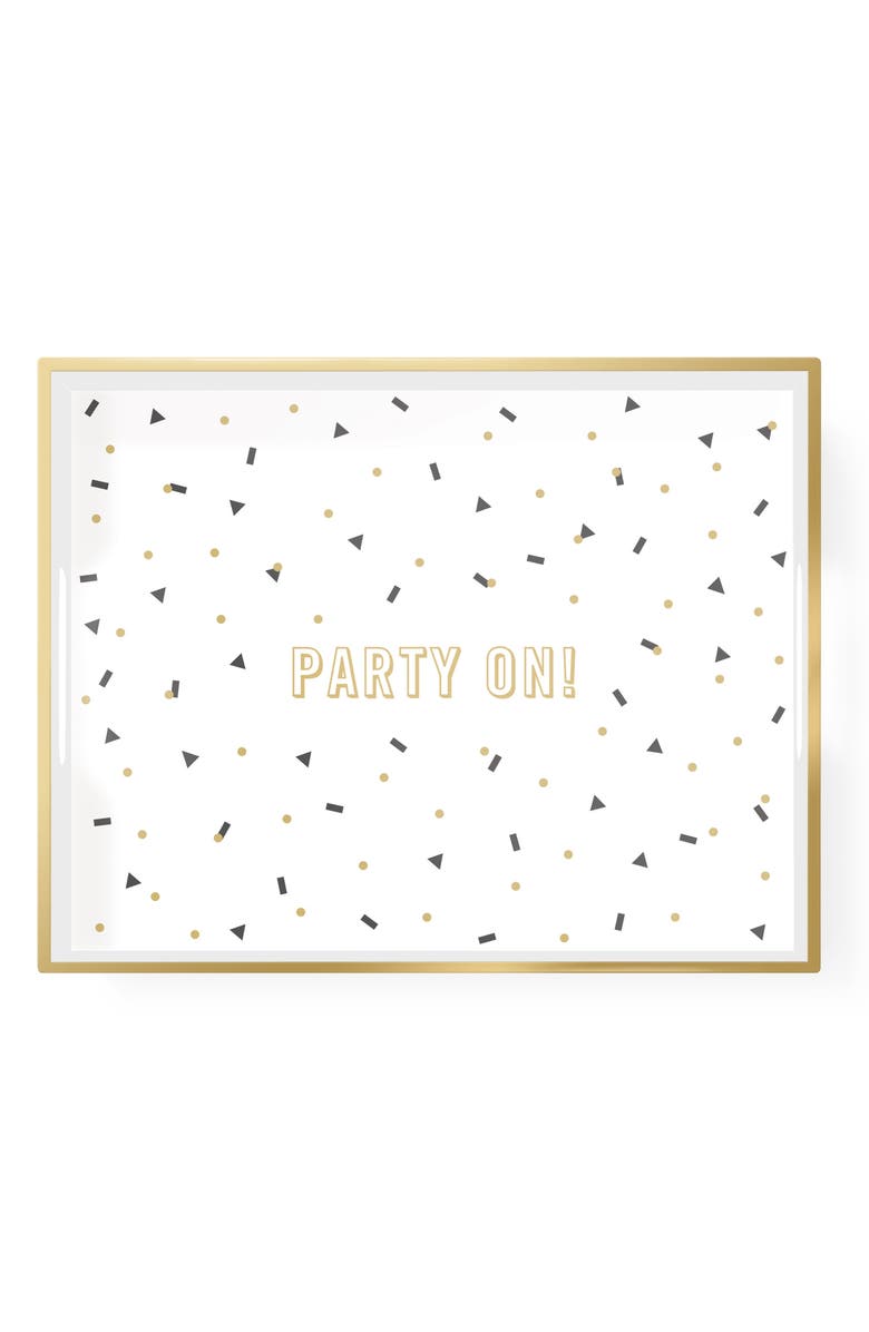 Fringe Studio Party On! Lacquered Wooden Tray, Main, color, 