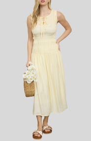 Blu Pepper Smock Bodice Midi Dress