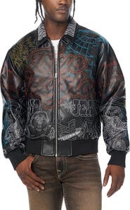 True Religion Trophy Faux Leather Bomber Jacket