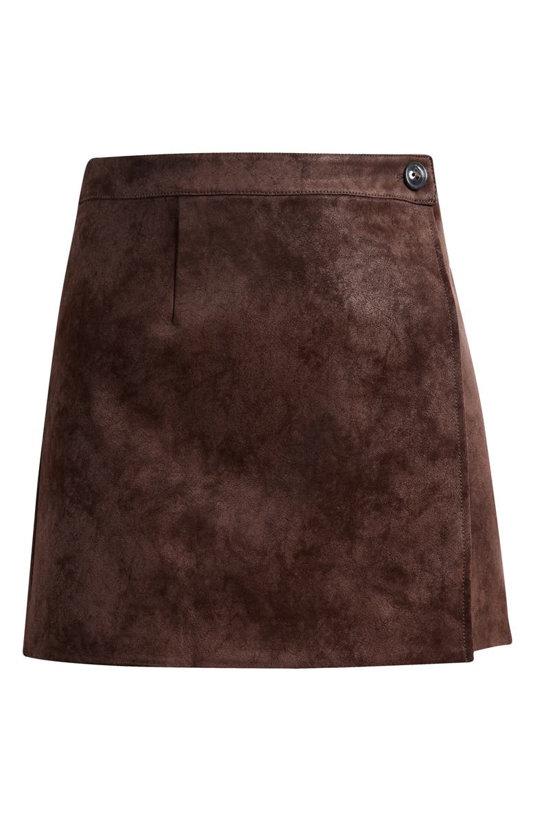 WAYF Freya Faux Suede Miniskirt, Alternate, color, Espresso