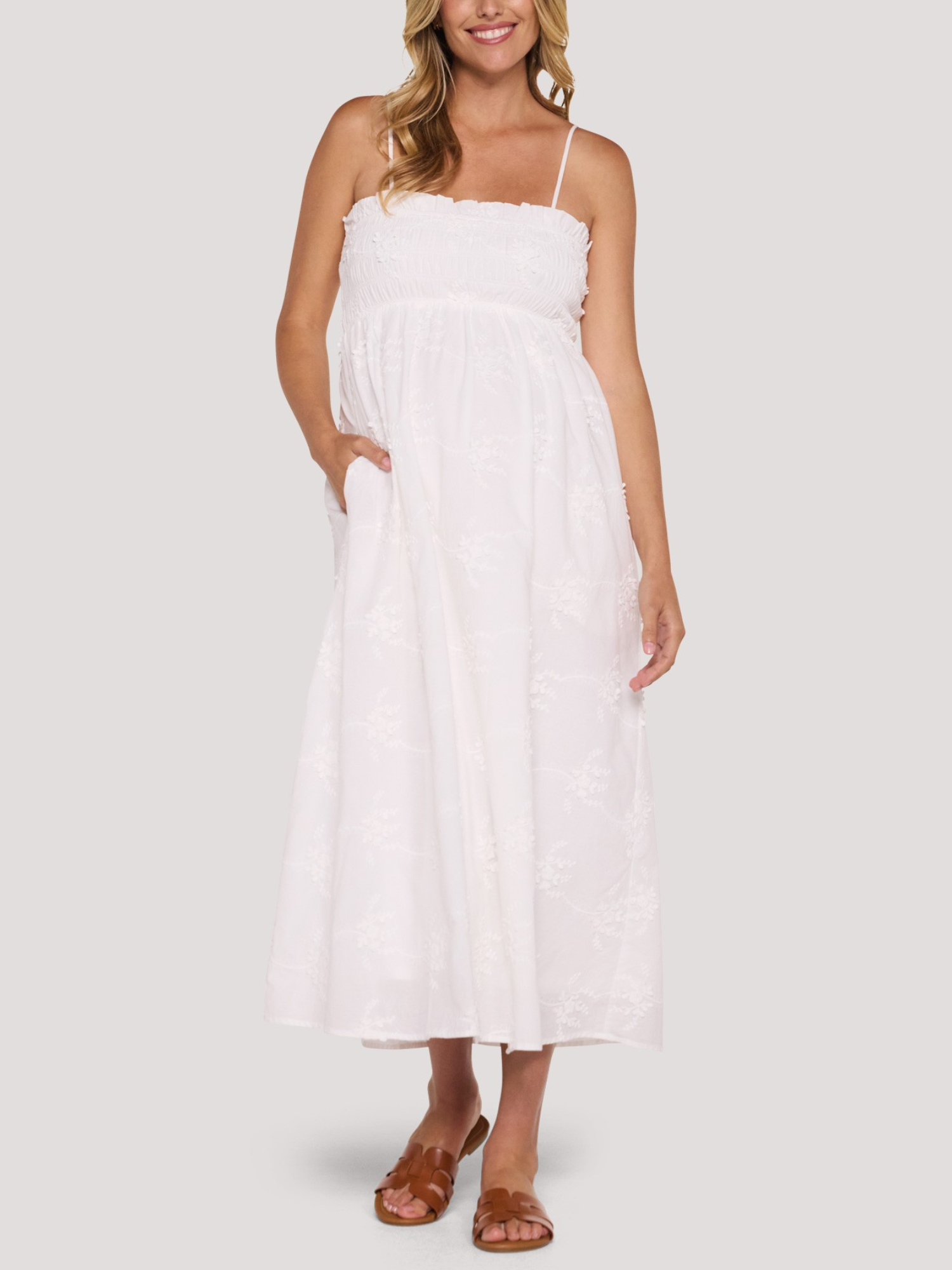 Smocked Maxi Dress With Removable Straps - image 3