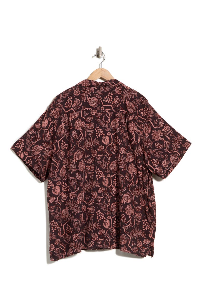 Floral Motif Camp Shirt, Alternate, color, MOLE