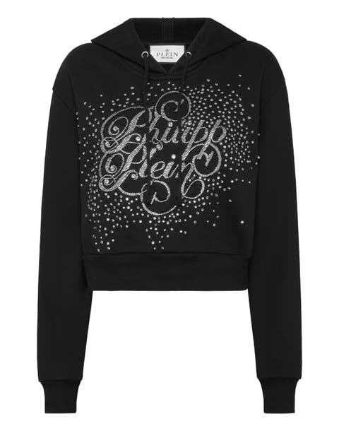Hoodie Sweatshirt Crop Strass Women