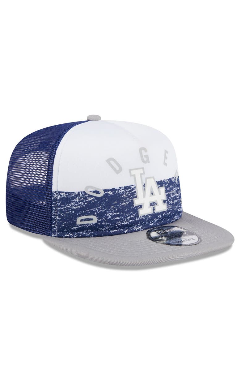 New Era Men's New Era White/Gray Los Angeles Dodgers Team Foam Front A-Frame Trucker 9FIFTY Snapback Hat, Alternate, color, White