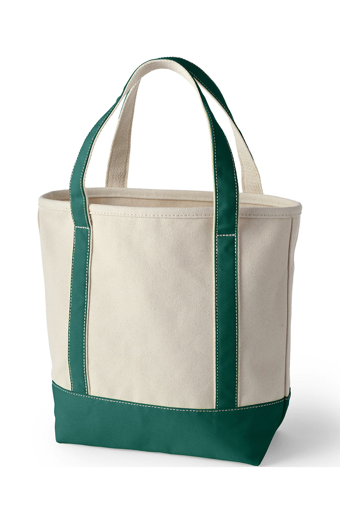 Lands' End Open Top Canvas Tote Bag, Alternate, color, Natural/Bright Spruce