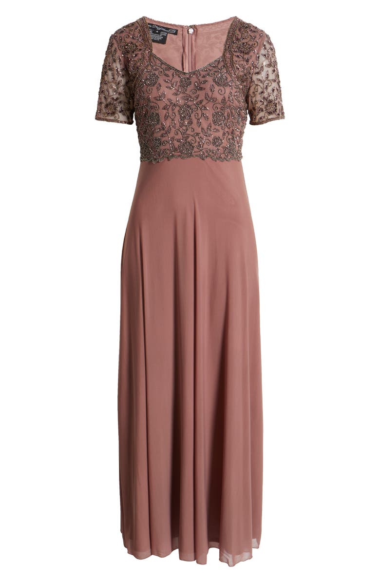 Pisarro Nights Beaded Bodice A-Line Gown, Alternate, color, New Mauve