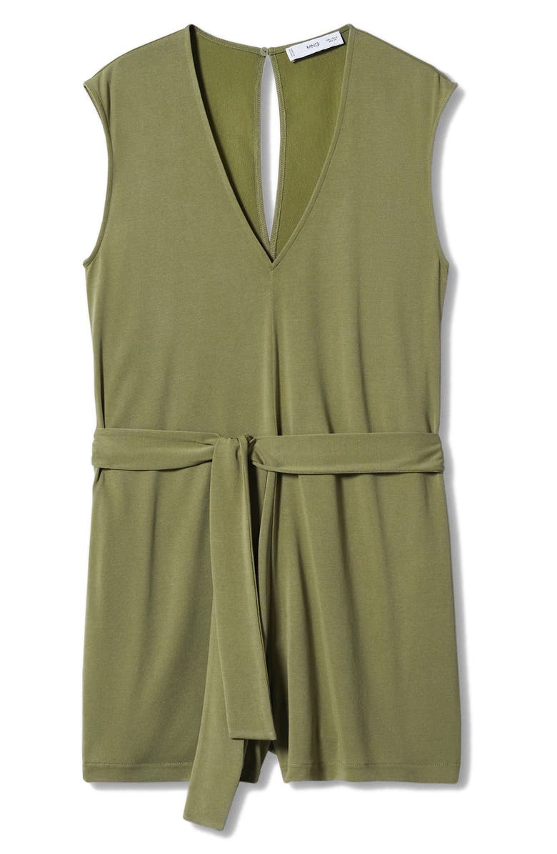 MANGO Tie Waist V-Neck Romper, Alternate, color, 
