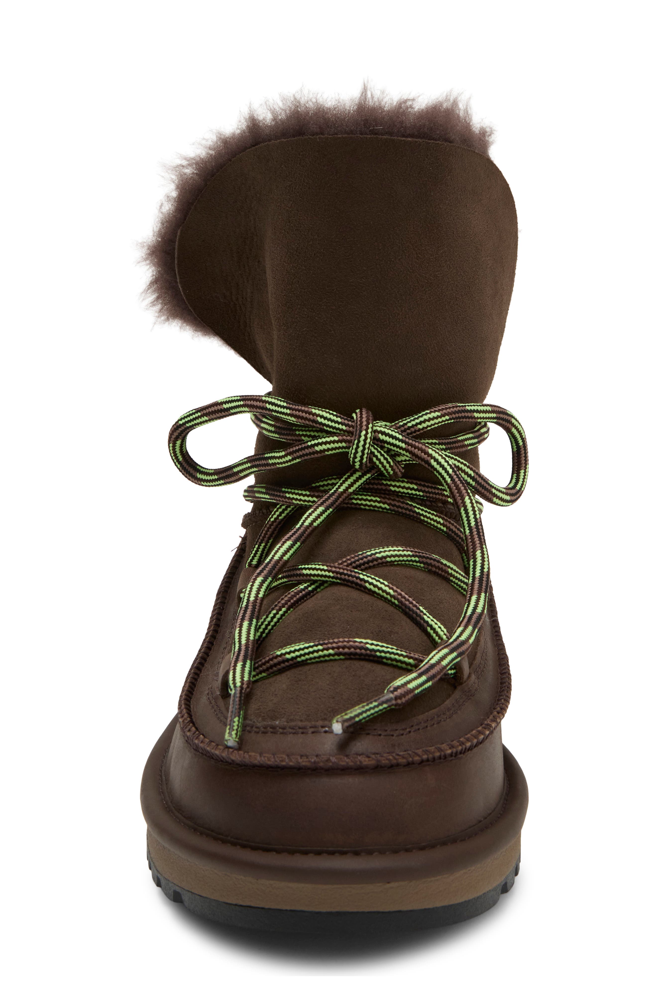 Classic Tread Leather Genuine Shearling Boot, Alternate, color, DUSTED COCOA