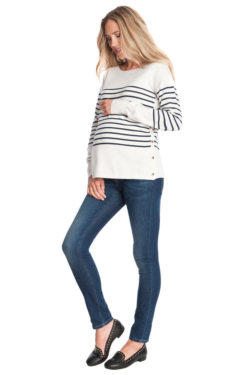 Seraphine Striped Nursing Maternity Sweater, Main, color, 