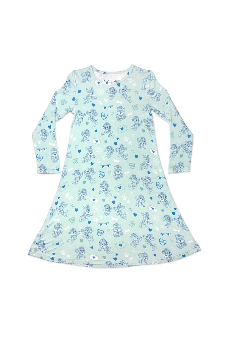 Kids' PAW Patrol Valentine's Blue Long Sleeve Dress, Main, color, PAW Valentine Blue